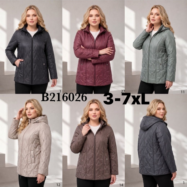 Kurtki damskie cienki Roz 3XL-7XL, 1 Kolor Paczka 5 szt